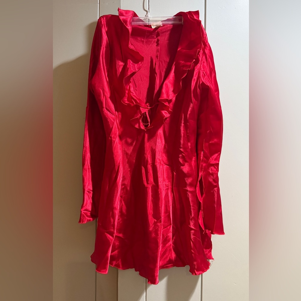 Frederick's of Hollywood Vibrant Red Satiny Sleep Tunic